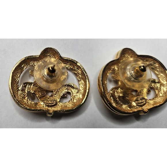 Vintage Givenchy Gold Tone Stud Earrings - Picture 3 of 4